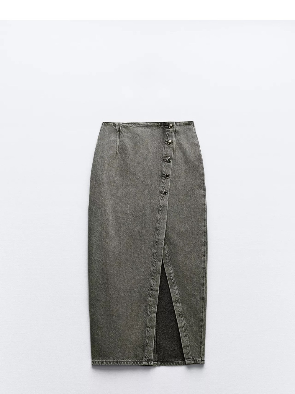 Zara Gray Pencil Skirt with Side Button Placket